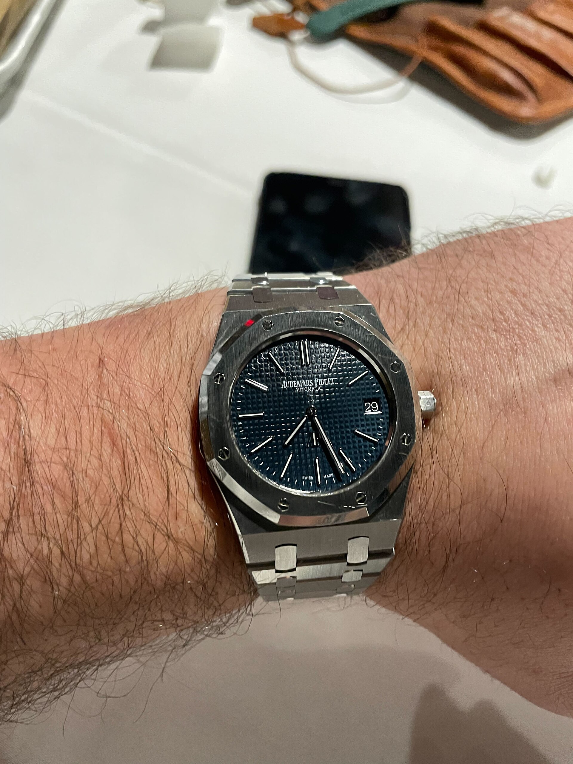 2016 Audemars Piguet Royal Oak Jumbo Extra-Thin 39MM Blue Dial Steel Bracelet (15202ST.OO.1240ST.01)